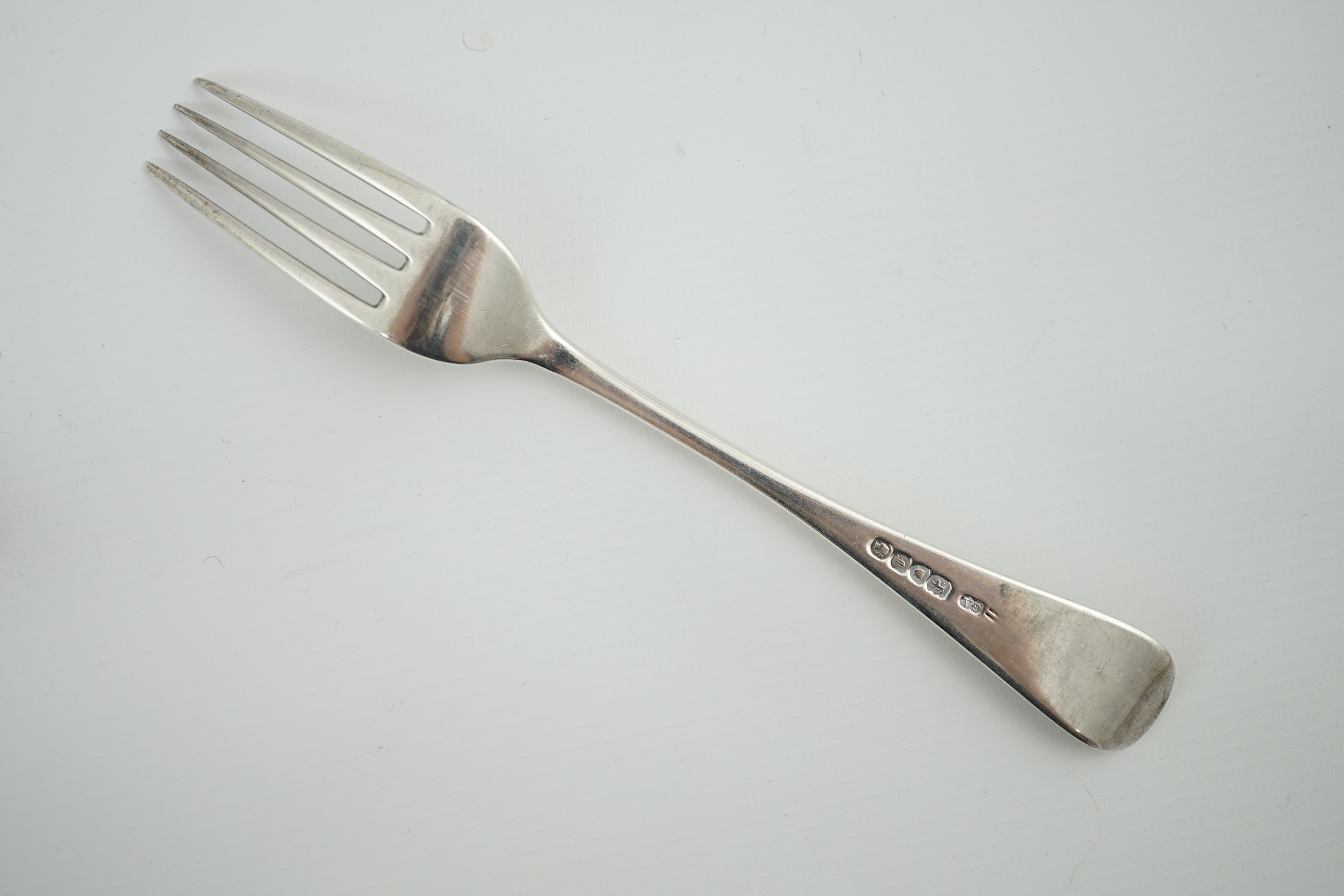 A set of twelve early Victorian silver Hanovarian pattern table forks by George Adams